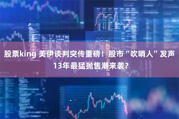 股票king 美伊谈判突传重磅！股市“吹哨人”发声 13年最猛抛售潮来袭？
